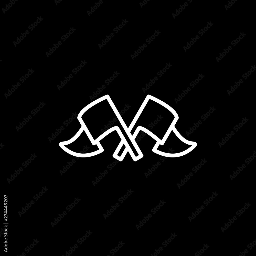 Crossed Flags Line Icon On Black Background. Black Flat Style Vector Illustration. Crossed Flags Line Icon On Black Background. Black Flat Style Vector Illustration.