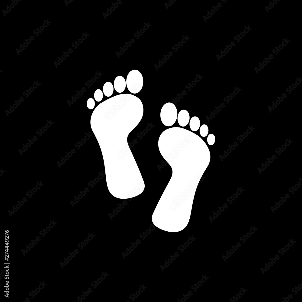 Footprint Icon On Black Background. Black Flat Style Vector Illustration. Footprint Icon On Black Background. Black Flat Style Vector Illustration.