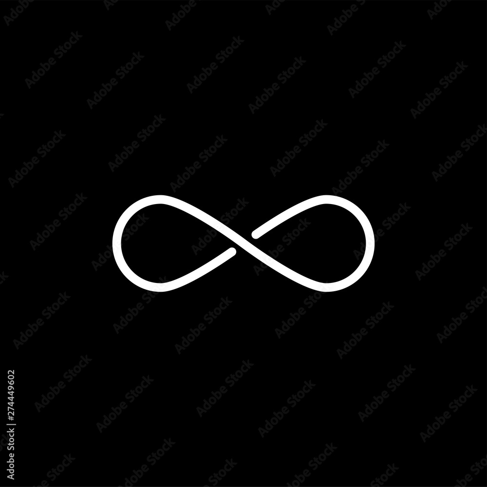 Infinity Line Icon On Black Background. Black Flat Style Vector Illustration. Infinity Line Icon On Black Background. Black Flat Style Vector Illustration.