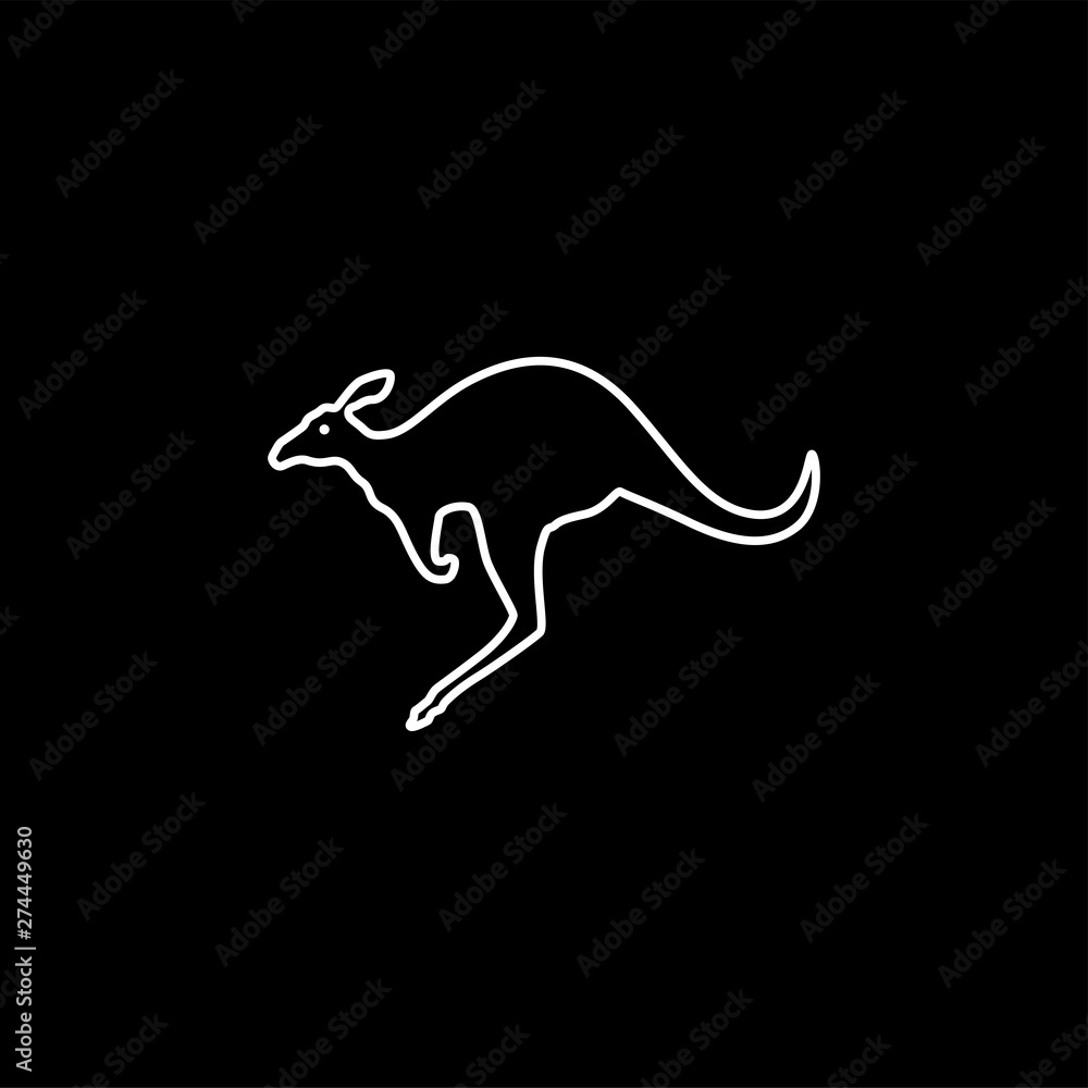 Kangaroo Line Icon On Black Background. Black Flat Style Vector Illustration. Kangaroo Line Icon On Black Background. Black Flat Style Vector Illustration.
