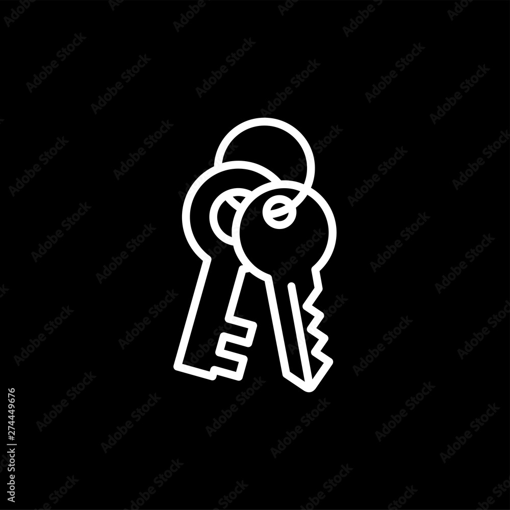 Key Line Icon On Black Background. Black Flat Style Vector Illustration. Key Line Icon On Black Background. Black Flat Style Vector Illustration.