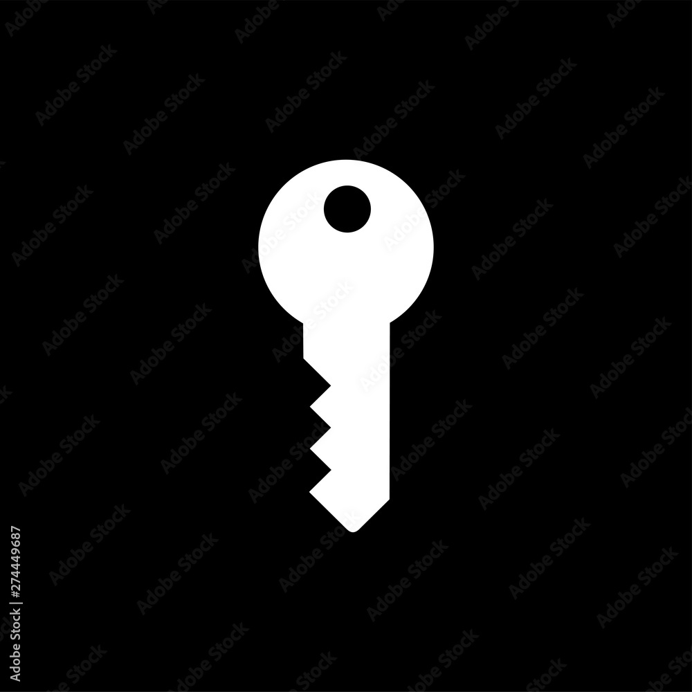 Key Icon On Black Background. Black Flat Style Vector Illustration. Key Icon On Black Background. Black Flat Style Vector Illustration.
