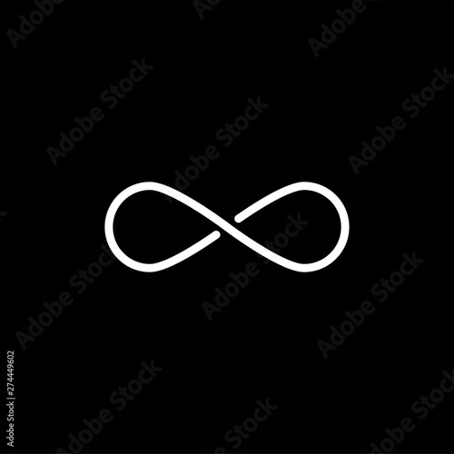 Infinity Line Icon On Black Background. Black Flat Style Vector Illustration.