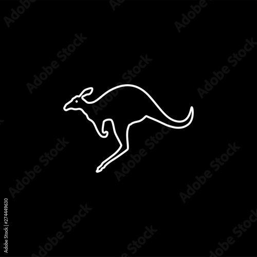Kangaroo Line Icon On Black Background. Black Flat Style Vector Illustration.