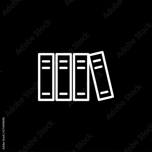 Library Line Icon On Black Background. Black Flat Style Vector Illustration.