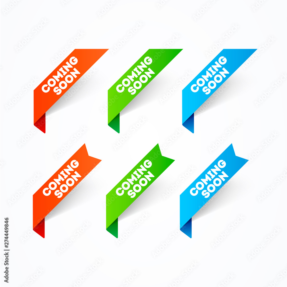 vector illustration corner banner set coming soon vector illustration corner banner set coming soon