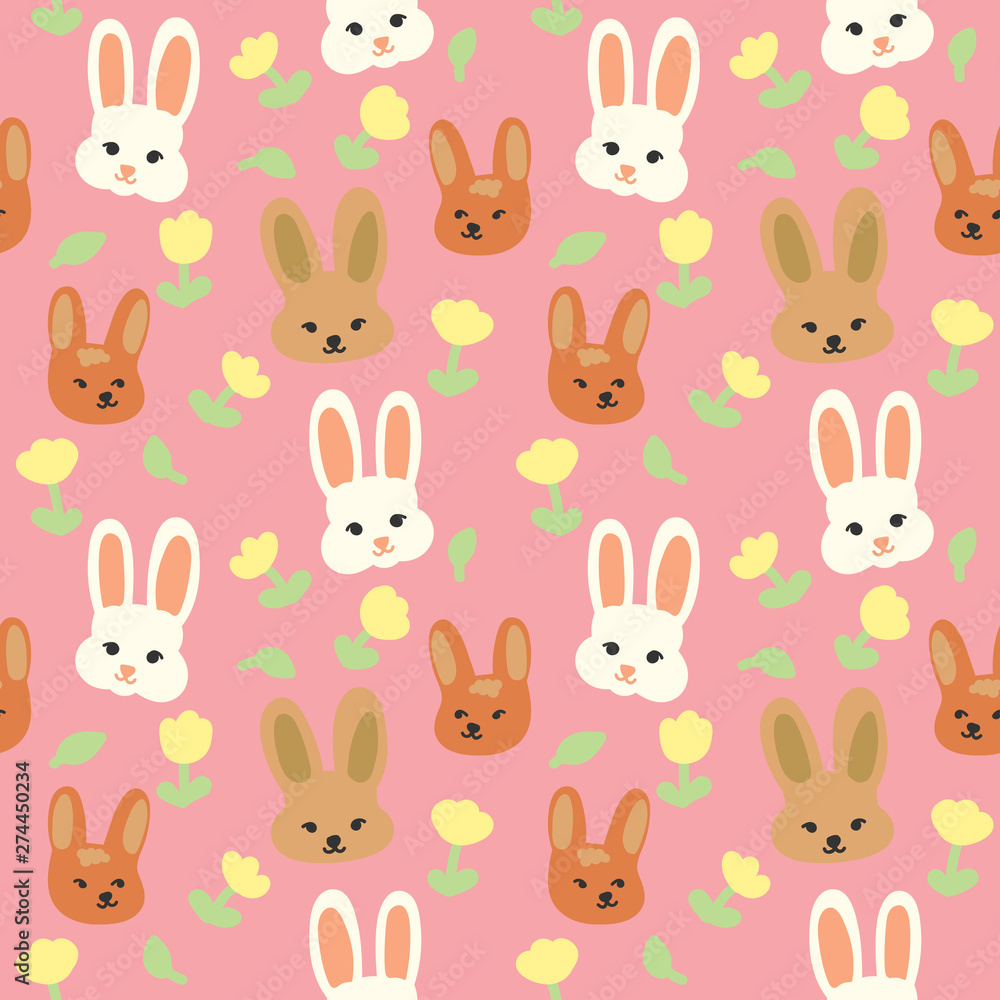 seamless pattern with bunnies.hand drawn cute rabbit print seamless pattern with bunnies.hand drawn cute rabbit print
