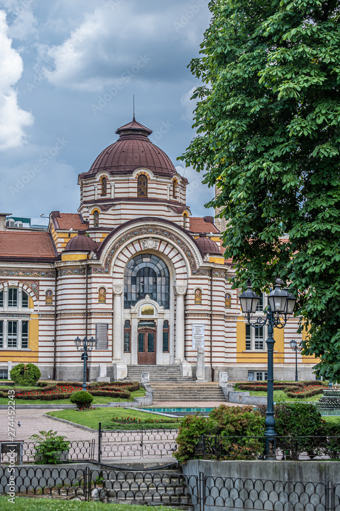 The old Mineral Baths, a landmark in the centre of Sofia, Bulgaria, known for its mineral springs.