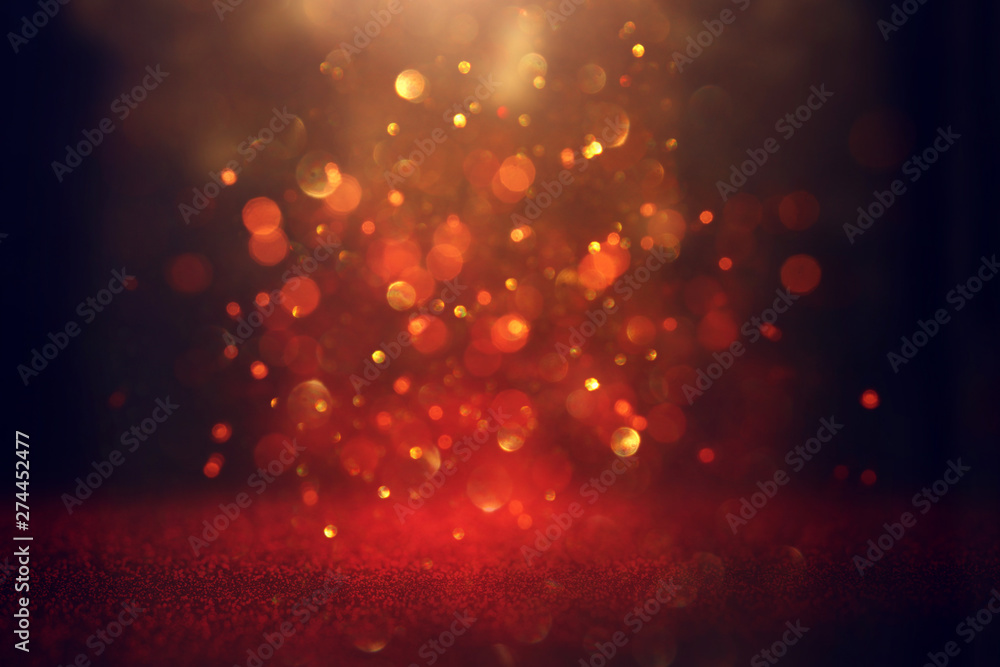 abstract Red glitter lights background. defocused.