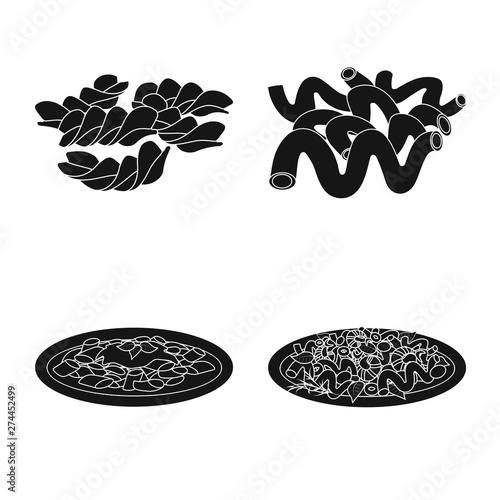 Isolated object of pasta and carbohydrate logo. Set of pasta and macaroni stock symbol for web.