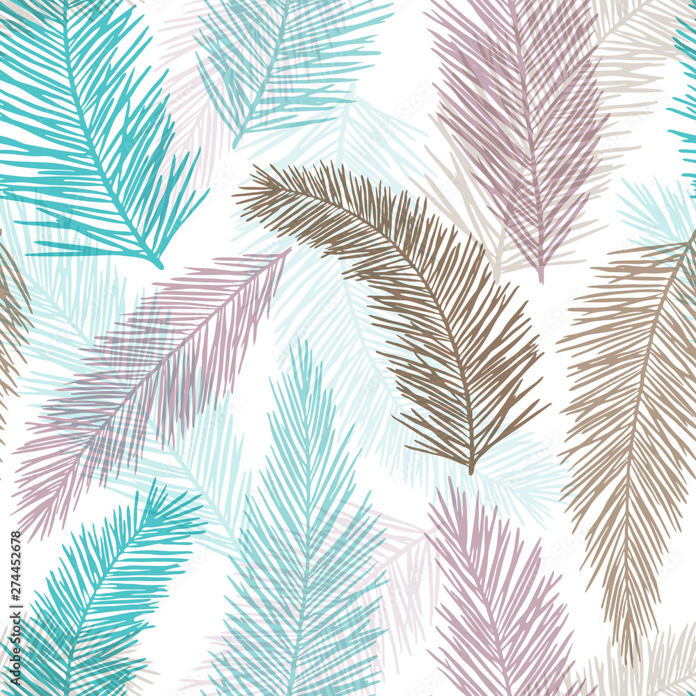 Tropical pattern. Seamless botanical ornament. Vector hand drawn image.