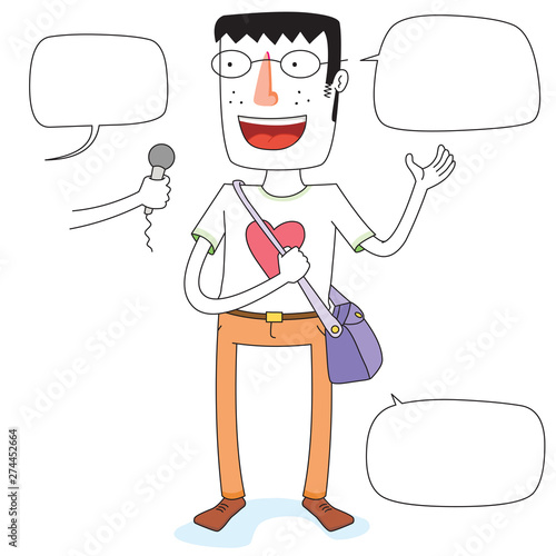 interview with young man with spectacle