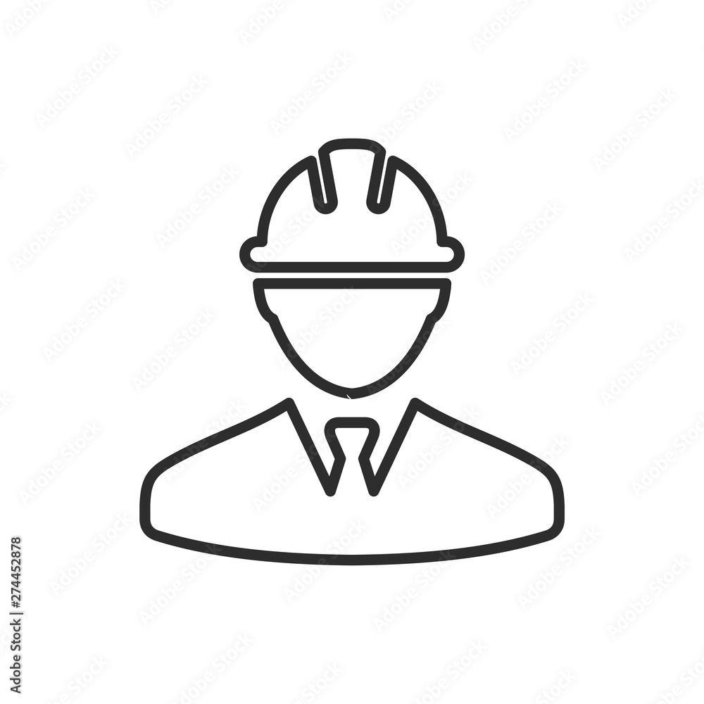 Construction worker icon template black color editable. Construction worker symbol Flat vector sign isolated on white background. Simple logo vector illustration for graphic and web design.