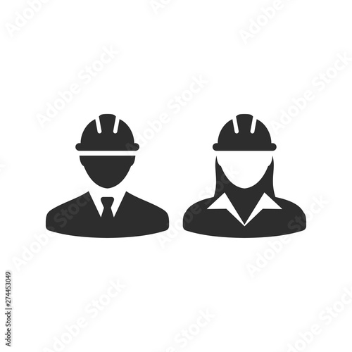 Construction worker icon template black color editable. Construction worker symbol Flat vector sign isolated on white background. Simple logo vector illustration for graphic and web design.