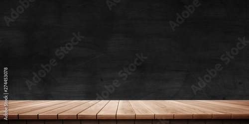 Colorful wooden platform background: blackboard/chalkboard. ( 3D rendering computer digitally generated illustration.)