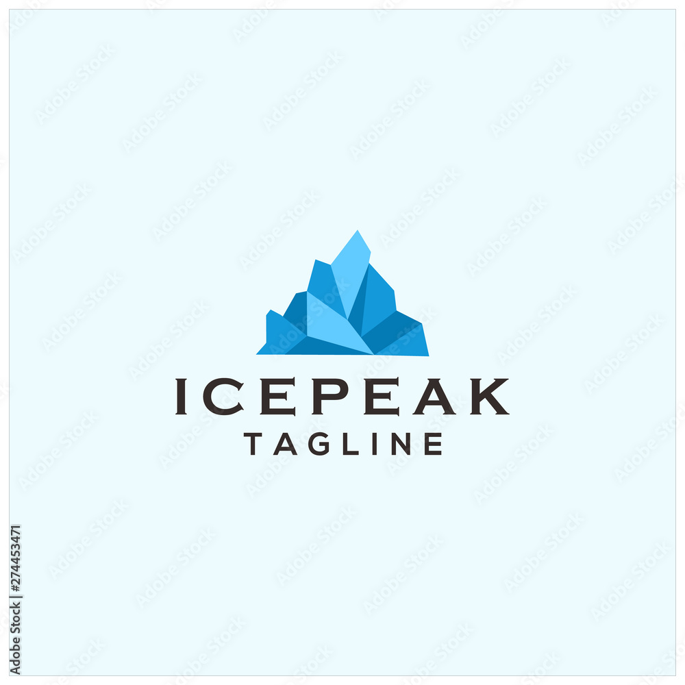 ice peak mountain mosaic logo illustration vector icon download