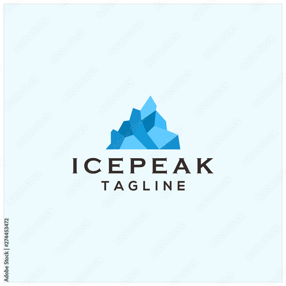 ice peak mountain mosaic logo illustration vector icon download