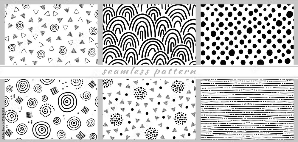 Vector Seamless Pattern Black And White Irregular hand drawn shapes Vector Seamless Pattern Black And White Irregular hand drawn shapes