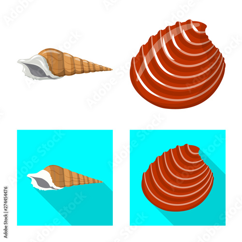 Vector illustration of animal and decoration symbol. Set of animal and ocean stock symbol for web.
