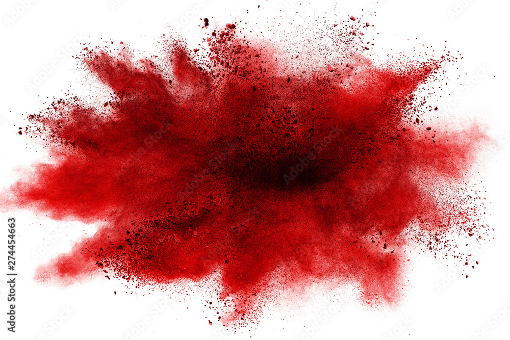 Red powder explosion on white background. Colored cloud. Colorful dust explode. Paint Holi. Red powder explosion on white background. Colored cloud. Colorful dust explode. Paint Holi.