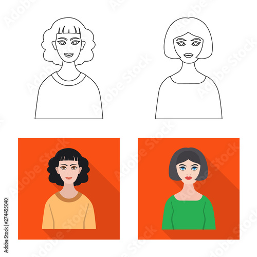 Vector illustration of hairstyle and profession symbol. Collection of hairstyle and character vector icon for stock.