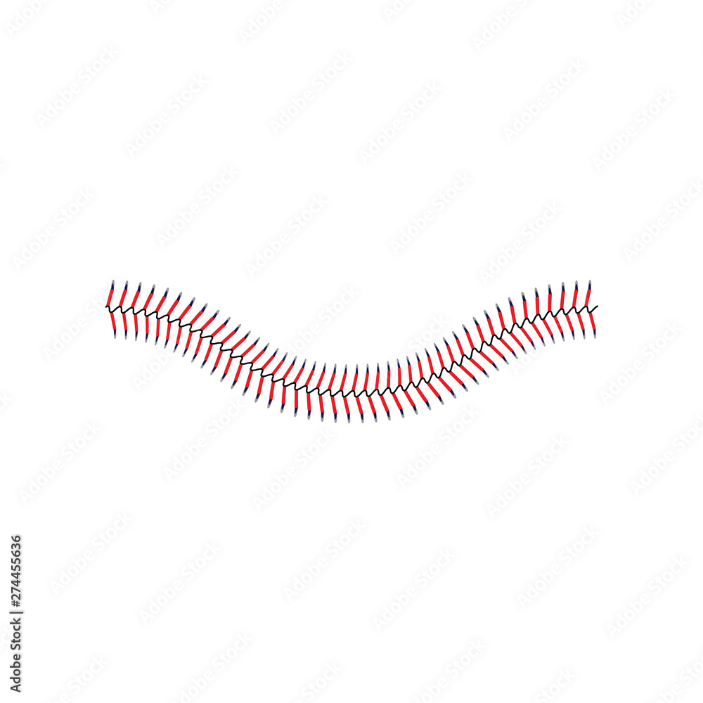 Baseball lace or decorative red seam curved element vector illustration isolated. Baseball lace or decorative red seam curved element vector illustration isolated.