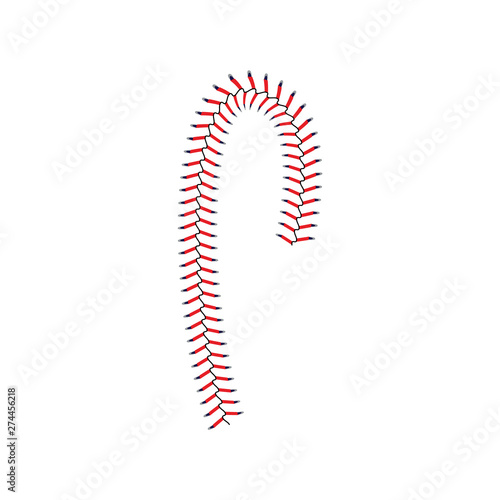 Baseball lace or red seam of the softball element vector illustration isolated.