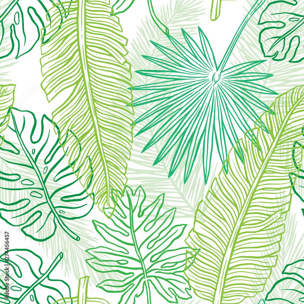 Tropical pattern. Seamless botanical ornament. vector illustration.