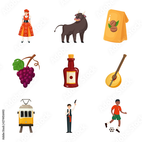 Isolated object of and icon. Collection of and travel stock vector illustration.