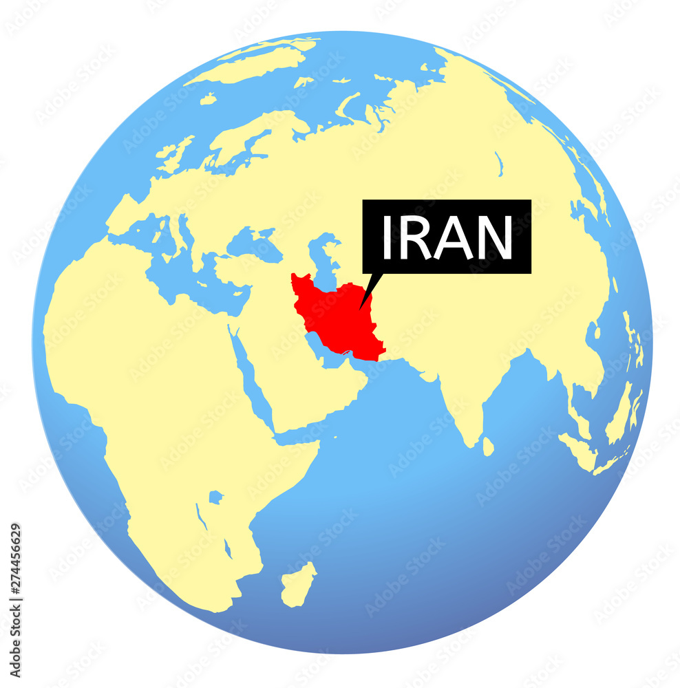 Vecteur Stock World Map With Highlighted Iran Islamic Republic Of Iran 