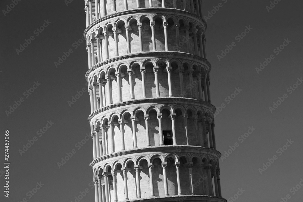 Ancient leaning tower in Pisa, Italy