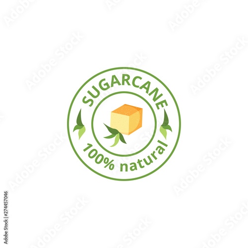 Natural sugar cane cube label for sugarcane produce ad