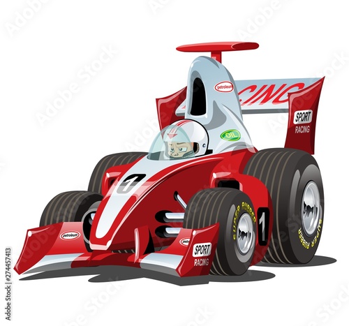 Vector cartoon formula 1 race car isolated on white