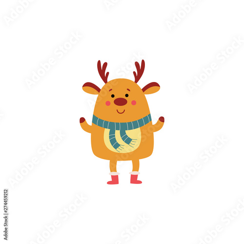 Cute cartoon deer isolated on white background