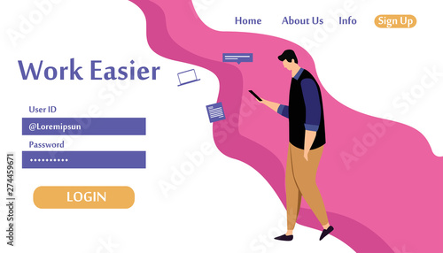 Web page design templates for Work Easier. Modern vector illustration concepts for website and mobile website development