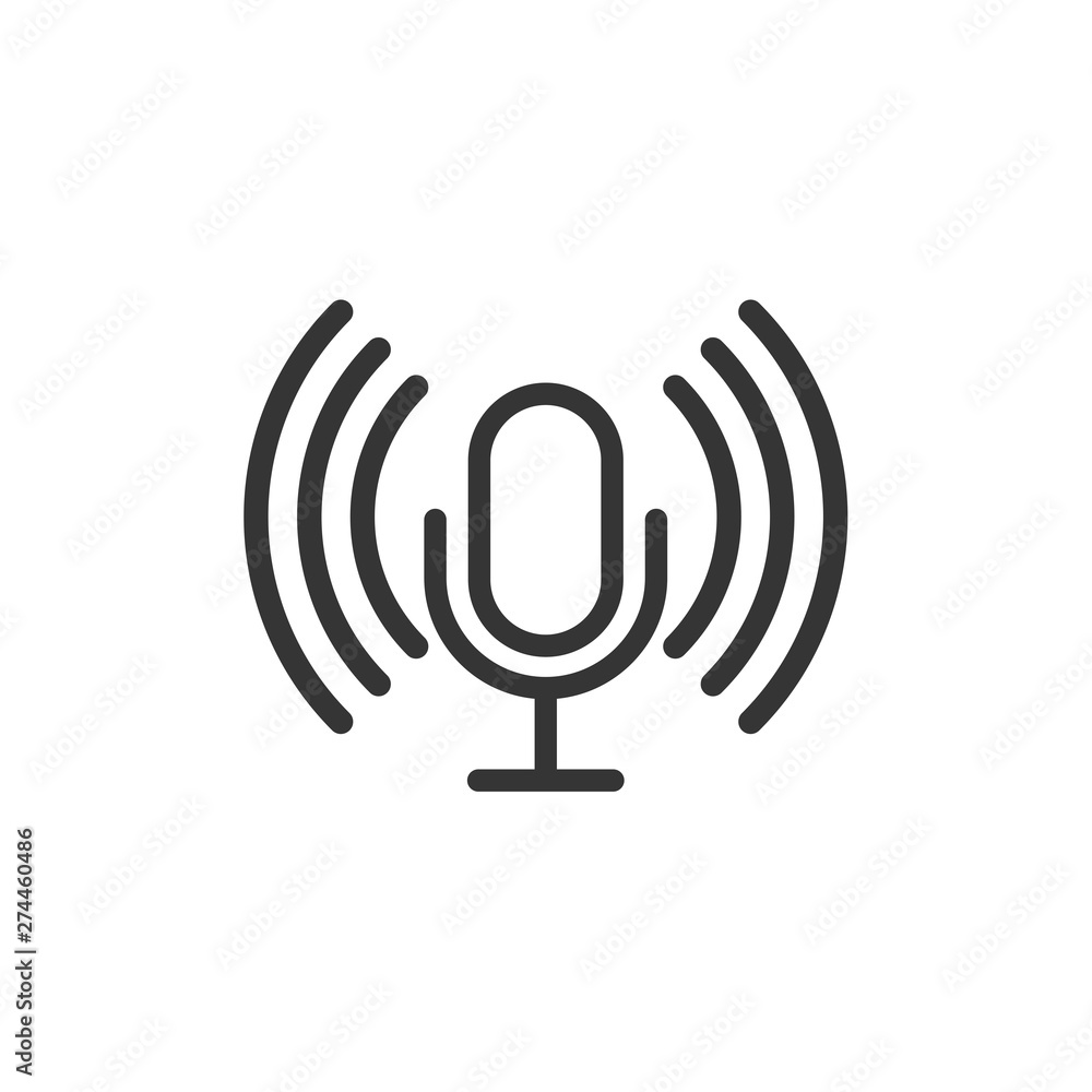 Podcast icon template black color editable. Podcast symbol Flat vector sign isolated on white background. Simple logo vector illustration for graphic and web design. Podcast icon template black color editable. Podcast symbol Flat vector sign isolated on white background. Simple logo vector illustration for graphic and web design.