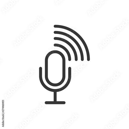 Podcast icon template black color editable. Podcast symbol Flat vector sign isolated on white background. Simple logo vector illustration for graphic and web design.