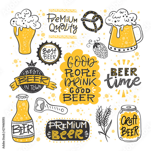 Canvas Print Beer fest hand drawn illustration big vector collection