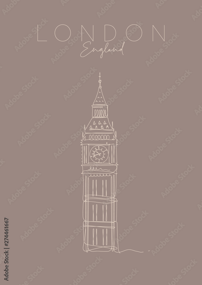 Poster UK Big Ben brown