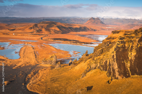 Iceland landscape in autumn waterfalls sea iceberg diamond beach black 