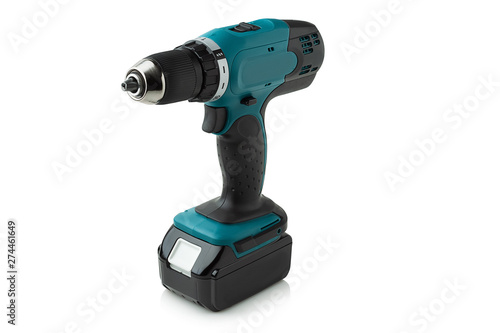 cordless screwdriver on white background