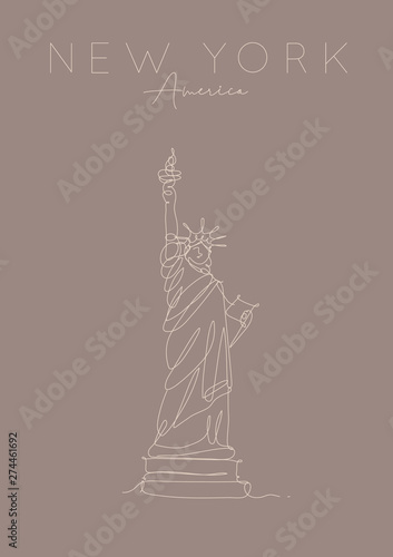 Poster new york statue of liberty brown