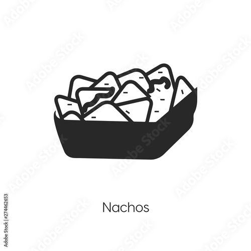 nachos icon. nachos icon vector. Linear style sign for mobile concept and web design. nachos symbol illustration.	