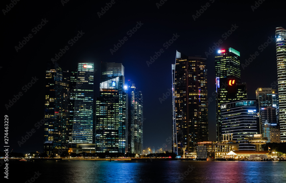 View at Singapore City Skyline, night landscape