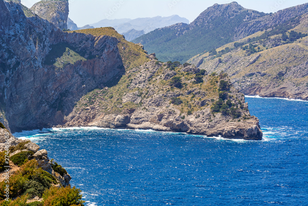 Cap de Formentor - famous nature landmark with amazing rocky coastline on Mallorca, Spain, Mediterranean Sea