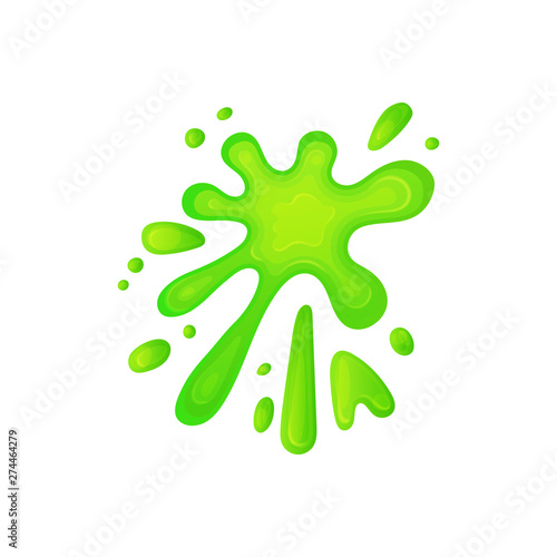Dynamic splatter of green slime liquid, abstract splat shape of acid color gooey substance