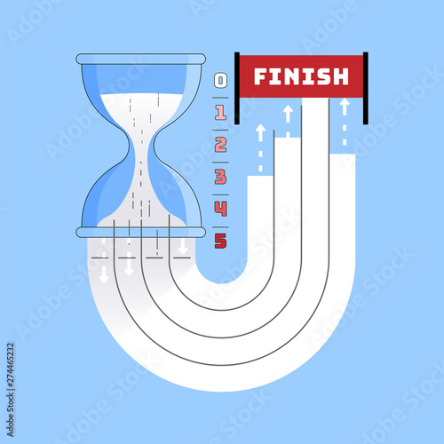 Time is precious. Valuable resource of life. Being effective at work. Productive routine concept. Vector illustration outline flat design style.