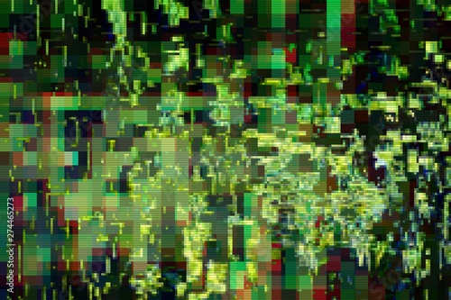 Glitch digital screen pattern green, interference. © bravissimos