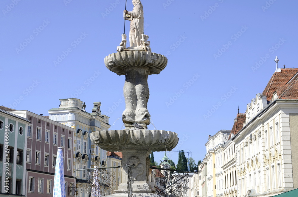 Leopoldi Fountain on the town square of Steyr