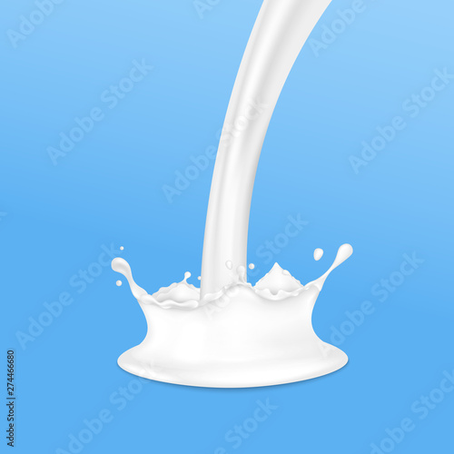 White milk or cosmetic cream's splash realistic vector illustration isolated